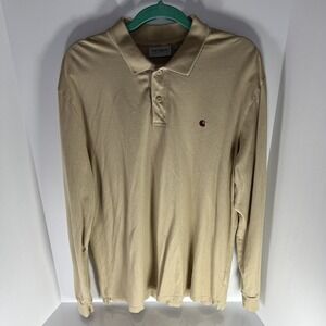 Carhartt WIP Long Sleeve Polo Shirt Beige Men's Size XL Work In Progress GUC